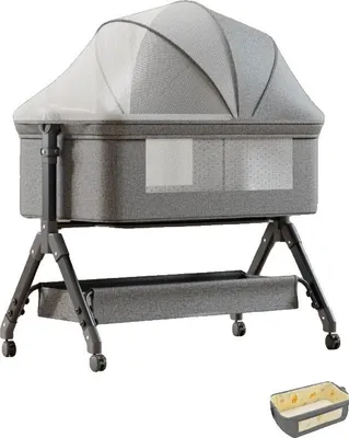 Produktbild von Babybett, tragbares Design, höhenverstellbar, GRAU