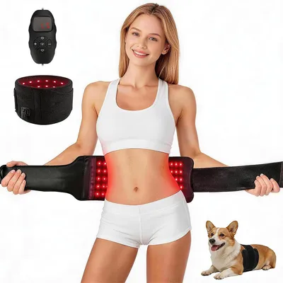 Produktbild von Rotlichttherapie-Gürtel mit 70 LED-Perlen, Puls-Massage & Wärmefunktion, lindert Menstruationsbeschwerden, entspannt Taille und Rücken