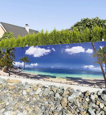 Produktbild von Balkonbanner Strand Insel Meer Balkon Sichtschutz Garten