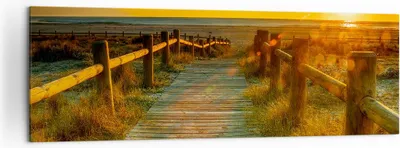 Produktbild von Bild auf Leinwand - Leinwandbild - Fußgängerbrücke Strand Urlaub Sonne - 160x50cm - Wand Bild - Wanddeko - Leinwanddruck - Bilder - Kunstdruck - Leinwand bilder - Wandkunst - AB160x50-2786
