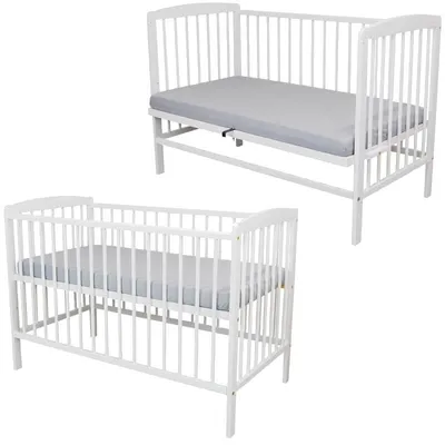 Łóżeczko 120x60(67) dostawne 2w1 Andrzej kolor BIAŁY + materac 120x60 – zdjęcie produktu 1