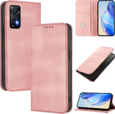 Immagine prodotto di Custodia per Xiaomi Redmi Note 11 Pro 4G/5G/Note 12 Pro 4G/Note 11 Pro+ 5G, custodia in pelle vintage con protezione RFID, slot per schede, supporto Rosa