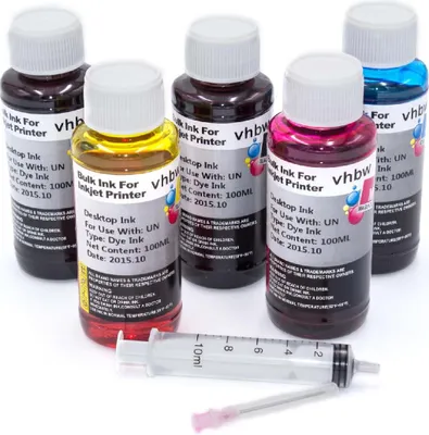Produktbild von vhbw 5x Nachfülltinte kompatibel mit Brother Drucker - Refillset Dye Cyan, Dye Magenta, Dye Schwarz, Dye Yellow, 100ml