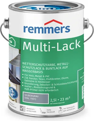 Produktbild von Remmers Multi-Lack 3in1 silbergrau (RAL 7001) 2,5 l, Lackfarbe