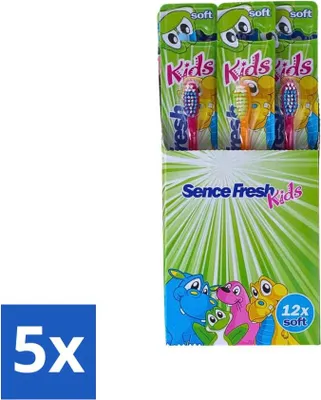 Productafbeelding van Sence - Fresh Kids Soft - Tandenborstels - Zacht - 12 tandenborstels - Voordeelverpakking - 5 stuks