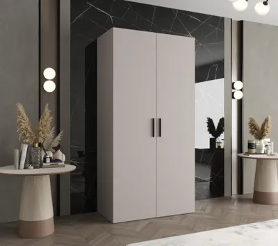 Obrázek produktu pro Prostorná šatní skříň HELMA 1 100 cm - kašmír / černé úchyty