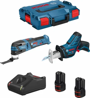 Produktbild von BOSCH Kit 12V B12GSAGOP2bat3a-40 (GSA 12V-14 + GOP 12V-28 + 2 x 3,0 Ah + GAL12V-40 + L-Boxx 102)
