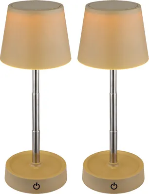 Produktbild von 2x LED Tischleuchte, Touchdimmer, USB, Akku, sandfarben