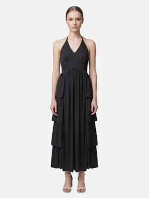 Produktbild von Roberta Rossi Langes Damenkleid Neckholder mit freiem Rücken und Lagen Marrone UNICA VS 92-Brown