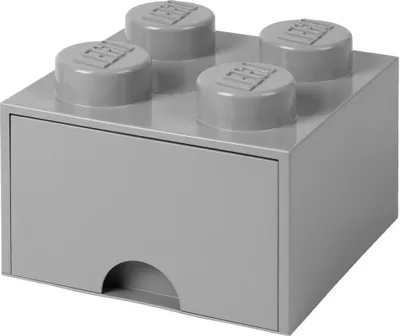 Produktbild von LEGO STORAGE BRICK DRAWER Schubladenbox, 1 Schublade, 4 Noppen, grau, Polypropylen, 25x25x18 cm