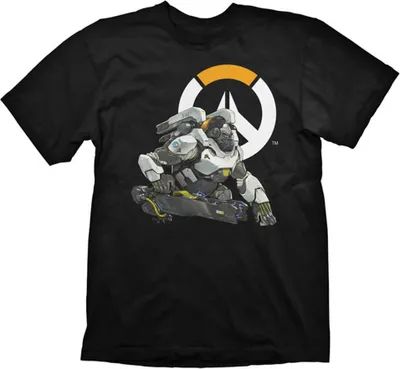 Produktbild von Overwatch T-Shirt mit Winston Logo | Schwarz | Größe: XXL