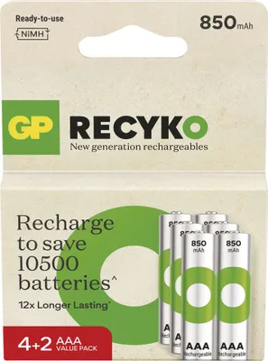 Nabíjecí baterie GP ReCyko 850 AAA (HR03), 6 ks