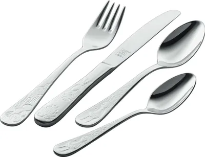 Zdjęcie produktu dla ZWILLING 07010-210-0, Zestaw sztućców dla malucha, Srebrny, Stal nierdzewna, 4 szt.