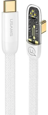 Produktbild von USAMS Abgewinkeltes USB-C-auf-USB-C-Kabel, 1,2 m, Schnellladung, Weiß