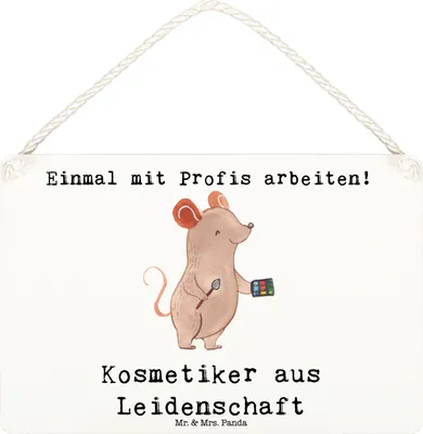 Produktbild von Mr. & Mrs. Panda Schild Kosmetiker Leidenschaft DIN A6 - Weiß - Geschenk, Ausbildung, Lustig, holzbild, Spruch, Wandbild Holz, wandtafel, Holzschild, Türschild