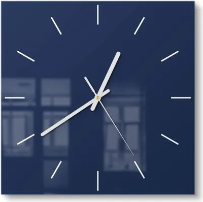 Produktbild von DEQORI Glasuhr 30x30 cm Modern 'Dunkelblau' Wanduhr Glas Uhr Design leise Küchenuhr