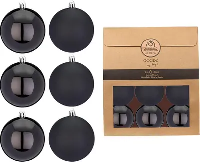 Produktbild von Kunststoff Weihnachtskugeln 6 Stk 8cm schwarz