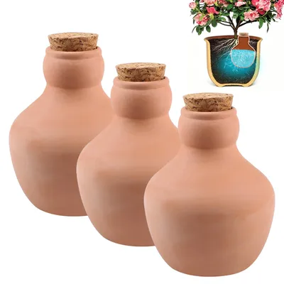 3er-Set Terrakotta-Bewässerungskugeln 540 ml mit Deckel