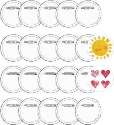 Produktbild von Famanu DIY Buttons 20 Stück - Transparente Sicherheitsnadeln für kreative Projekte