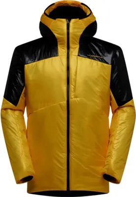 Gelb-schwarze Jacke mit Kapuze und durchgehendem Reißverschluss von La Sportiva
