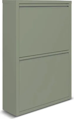 Produktbild von Metalowa szafka na buty 2-drzwiowa - 50 x 15 x 71,5 cm - Oszczędność miejsca i stylowy stojak na buty - Nowoczesne szafki na buty - Przechowywanie butów - Zielony