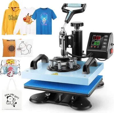 Produktbild von Transferpresse, 31x26 cm Heizpresse, 650W Transfermaschine, 360-Grad-Schwenkfunktion für T-Shirts, Stofftaschen, Untersetzer und Kissenbezüge