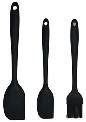 Obrázek produktu pro Silikonová stěrka na těsto, sada 3 kusů, včetně kuchyňského štětce, flexibilní, odolná vůči teplu až do 230°C, vhodná do myčky