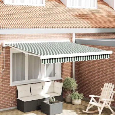 Image de Maison Exclusive - Store banne télescopique vert et blanc 300 x 250 x 165 cm