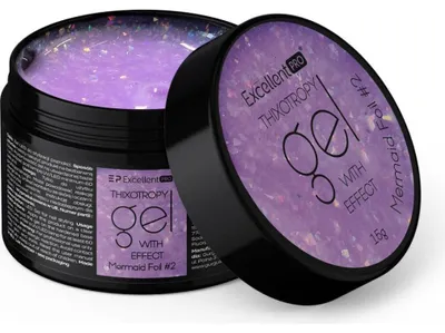 Immagine prodotto di Excellent PRO | Gel tixotropico Mermaid Foil #2 - 15g - Viola - Gel d'effetto per unghie creative