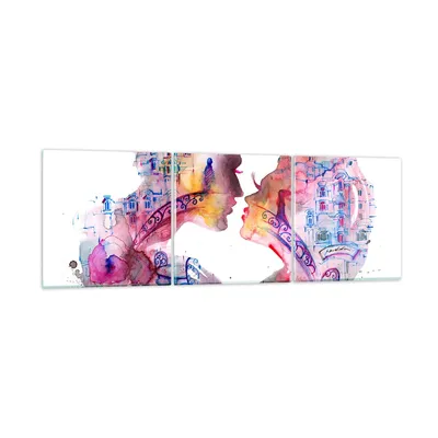 Produktbild von Bilder auf glas - Paar Liebe Frau urban - 150x50cm - Glasbilder - Wandbilder - Kunstdruck - zum Aufhängen bereit - Wanddekoration aus Glas - Glas Bilder - Wandbild auf Glas - 3 Teile - GCA150x50-3132