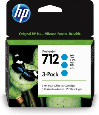 Immagine prodotto di HP 712 - Confezione da 3 pezzi - 29 ml - Ciano - originale - DesignJet