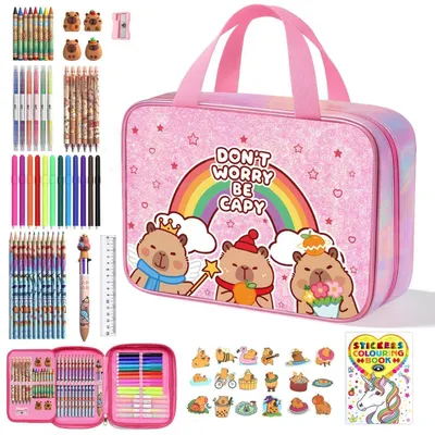 Produktbild von Malset für Kinder 73 Teile mit Filzstiften, Buntstiften, Glitzerstiften, Malbuch, Aufklebern, Geschenke für Mädchen 4-12