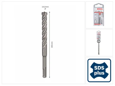 Immagine prodotto di Bosch punta per trapano a percussione SDS-plus 7X punta in metallo duro 14x100x165 mm ( 2608576158 ) certificata PGM
