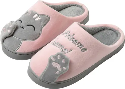 Produktbild von ASKSA Damen Herren Hausschuhe Baumwolle Warme Pantoffeln Pluesch Winter Warme Slipper Gefuettert Schlappen Weiche Bequeme, Grau, Groesse: 42-43