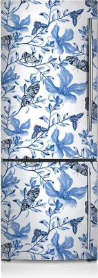 Produktbild von Kühlschrankmagnete Kühlschrank Magnetfolie Magnete Küche 60x180 cm - Blaue Blumen