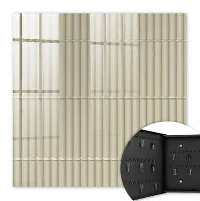 Produktbild von Metall Schlüsselkasten 30 x 30 cm - schwarzer Schlüsselschrank zur Wandmontage - wandhängende Schlüsselbox mit Tür - nach links öffnend - Schlüsselaufbewahrung für Flur - Büro - Arbeitszimmer - Werkstatt - Garage - Beige Streifen