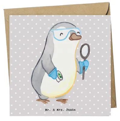 Produktbild von Mr. & Mrs. Panda Grußkarte Biologe Herz - Grau Pastell - Geschenk, Klappkarte, Biologie, Bachelor, Glückwunschkarte, faltkarte, Tests, Master, anlasskarte, doppelkarte