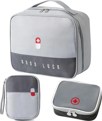 Produktbild von Reise-Medikamententasche - 3 Stück wasserdichter Medikamententasche Erste-Hilfe-Tasche grau