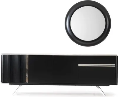 Immagine prodotto di Credenza da soggiorno credenza a specchio credenza in legno con cassettiera in metallo stile nero