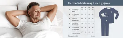 Produktbild von Pyjama Set Langarm - karierte Hose, Farbe:blau, Größe:XXL