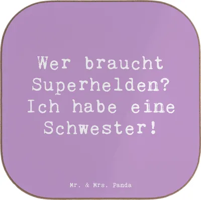 Produktbild von Mr. & Mrs. Panda Untersetzer für Gläser Spruch Liebe Schwester - Lavendeltraum - Geschenk, Familienmitglieder, Tischuntersetzer, Tassenuntersetzer, Getränkeuntersetzer