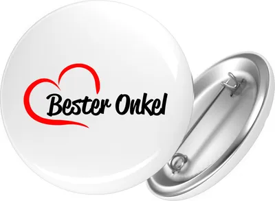 Produktbild von Huuraa Button Bester Onkel Herz 59mm rund mit Sicherheitsnadel Ansteckbutton Geschenkidee