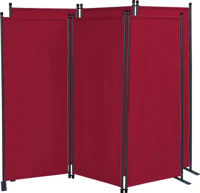Produktbild von 2 Stück Paravent 3 Teilig 170 x 165 cm Rubinrot - Garten & Balkon Sichtschutz Stellwand Innen & Außen - Raumteiler Trennwand Faltbar Blickdicht & Wetterfest