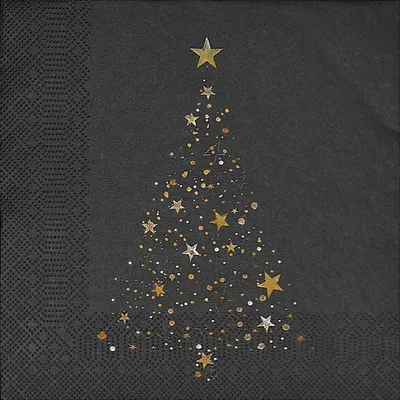 Produktbild von VEPATIM 80 Weihnachtsservietten 3-lagig 33 x 33 cm Weihnachtsbaum in der Nacht