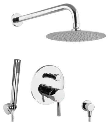 Obrázek produktu pro PaulGurkes, sprchová hlavice, 20 cm, nerezová ocel, kompletní sada, kulatá, mosaz