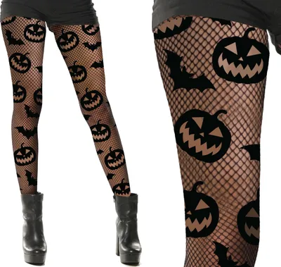 Immagine prodotto di Halloween Zucca Leggings a rete Modello spaventoso Collant Partito Costume Fantasma Ora, Colore: Nero