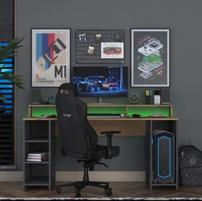 Image de Skye Decor, HA122 - 3000, Bureau, Noyer, 100 % Panneau de particules recouvert de MÉLAMINE de classe E1, 160 x 55 x 89,5 cm