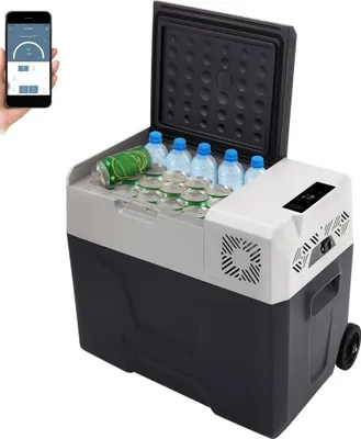 Produktbild von 50L Auto-Kompressorkühlbox aus Edelstahl - Urlaubs-Isolierbox - Mini-Kühlschrank für das Auto.