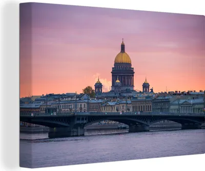 Obrázek produktu pro OneMillionCanvasses® - Výtisky na plátně - 140x90 cm, Panoramatický pohled na katedrálu Izaak v Petrohradě, nástěnné umění tisk nástěnné dekorace