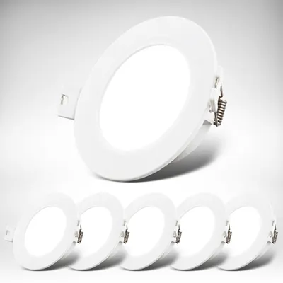 Image de B.K.Licht lot de 6 Spots encastrables LED ultraplats Ø90mm mm 3W 330lm 4000K blanc neutre IP20 blanc kit spots plafond salon chambre cuisine